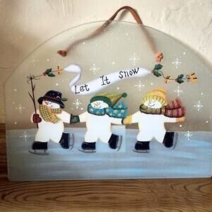 Oval 13" Hand-Painted Snowman Sun Catcher - "Happy Holidays" Window/Wall Art